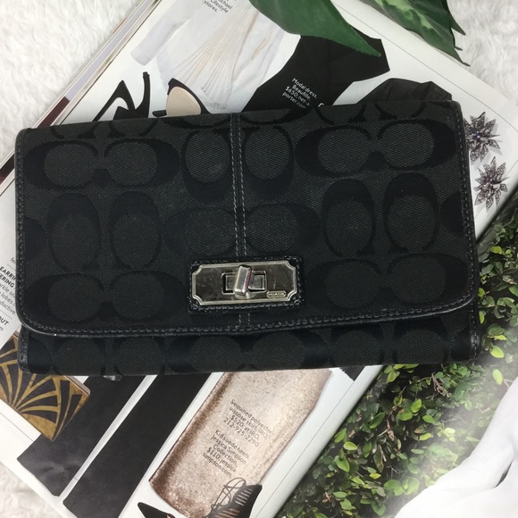 Coach Handbags - COACH CC PRINT CARRYALL BLACK WALLET